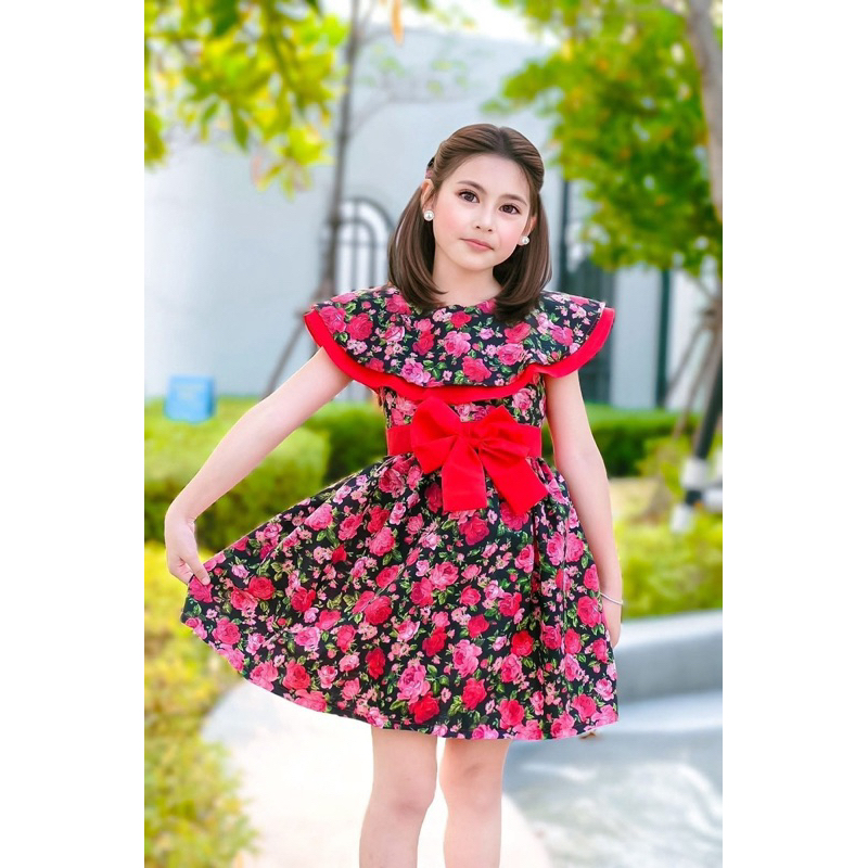 (รหัสAy)ชุดเดรสทองกวาวเด็กผู้หญิง ใส่ทำกิจกรรม ใส่ต้อนรับซัมเมอร์ เที่ยวทะเล น่ารักมาก - รูปที่ 4