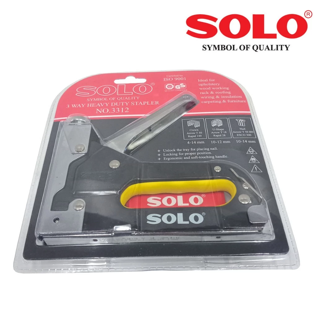 SOLO ปืนยิงแม็กซ์ 3 Way Stapler รุ่น 3312 คีมยิงแม็กซ์อเนกประสงค์ งานเฟอร์นิเจอร์ งานไม้ งานหลังคา