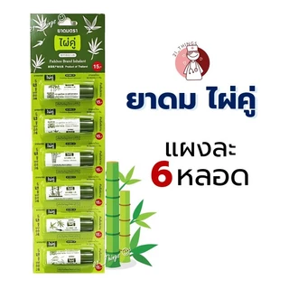 [แผง6หลอด] ยาดม ตราไผ่คู่ Paikhoo Brand Inhalant 2g. ยาสามัญประจำบ้าน