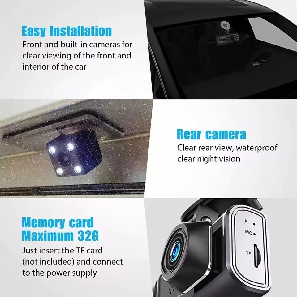 กล้องติดรถยนต์ 3 กล้อง FHD มีเส้นกะระยะถอยหลัง กล้องติดรถ รับประกันสินค้า WIFI Car Camera Dash Cam thumbnail 9