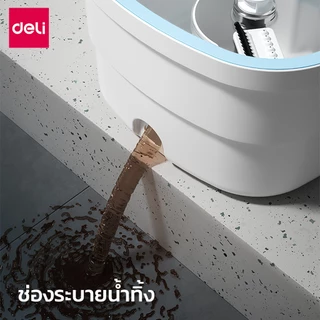 [แถมผ้า] Deli ไม้ถูพื้นแบนหมุนได้ ไม้ถูพื้น ไม้ม็อบ แบบกลม แบบเหลี่ยม มีถังแยกน้ำในตัว Spin Mop
