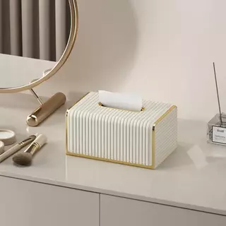 กล่องใส่ทิชชู่ วัสดุ หรู ดูดี มีขอบทอง Luxury Design ตกแต่งห้องสวยงาม แข็งแรง ทนทาน กระดาษเช็ดหน้า ส่งจากไทย ส่งเร็ว