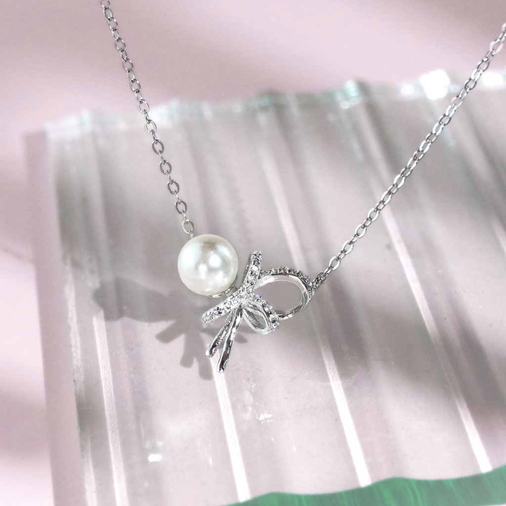 nnjew สร้อยคอ เงินแท้ 92.5% รุ่น Moonlit Charm ไข่มุก ทรง รูปที่ 3