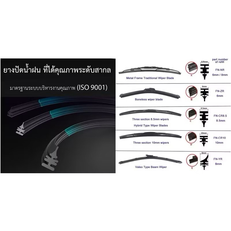 ยางปัดน้ำฝนแท้ตองรุ่น TOYOTA REVO รีโว่ปี2015-2023 ก้านเดิมป้ายใส่ได้100% - รูปที่ 3