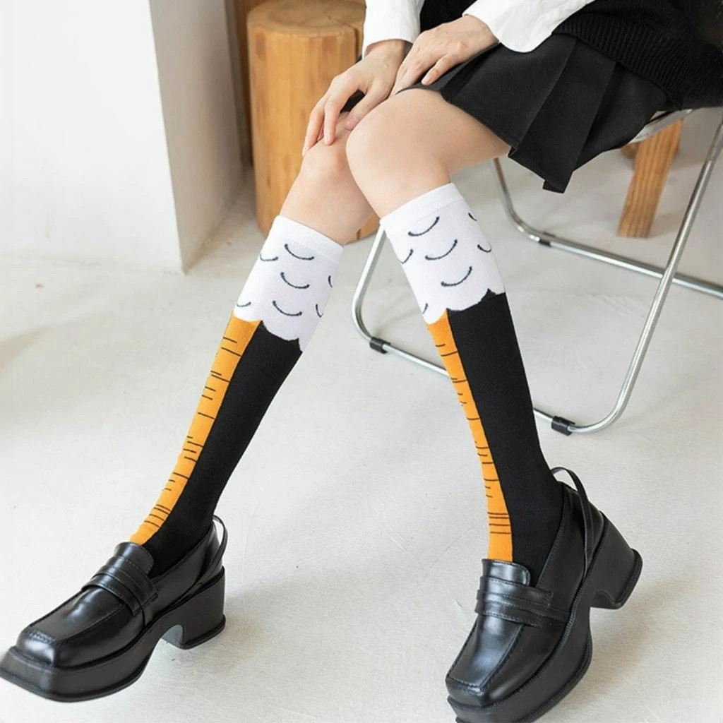 🍗จัดส่งทันที🔥ถุงเท้าขาไก่ ถุงเท้าน่อง 1คู Stovepipe บุคลิกภาพตลกตีนไก่แปลกถุงเท้าถุงเท้ายาว - รูปที่ 2