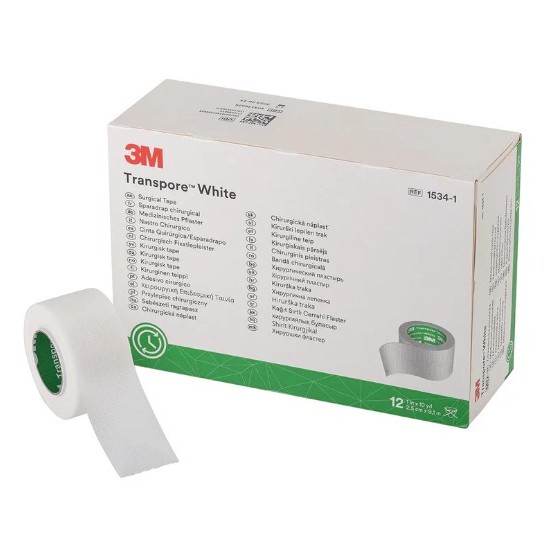 3M Transpore White ขนาด 1 นิ้ว x 10หลา ทรานสพอร์ เทปแต่งแผล สีขาว (1ม้วน)