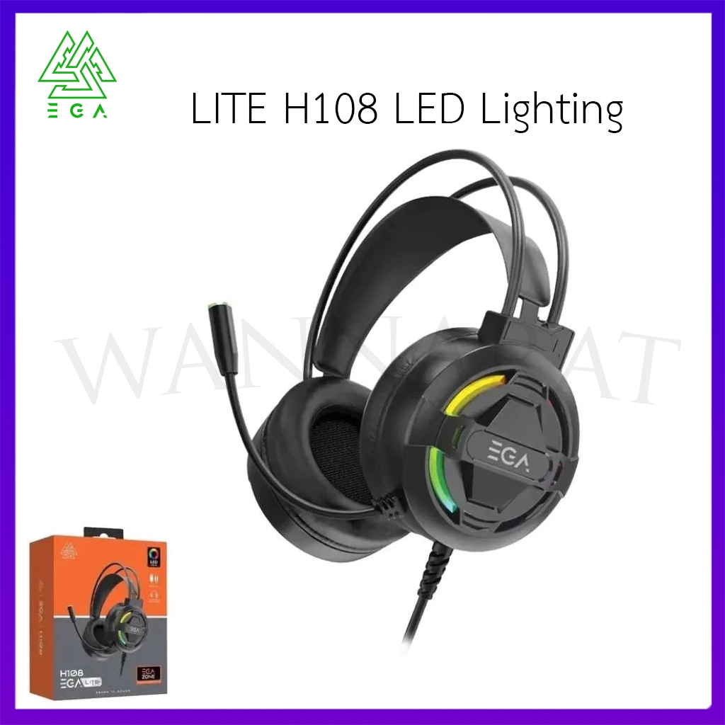 EGA หูฟังเกมมิ่ง LITE H108 LED Lighting 7.1 VIRTUAL Jack 3.5mm 2 หัว + 1 USB
