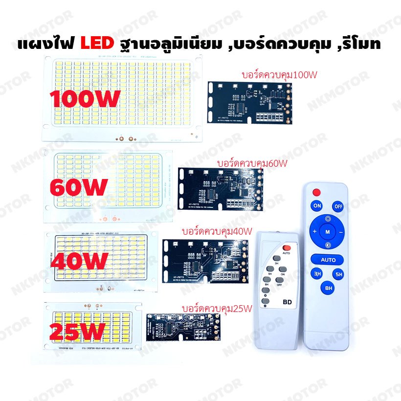 แผงไฟ LED แสงสีขาว 5730 ฐานอลูมิเนียม ,บอร์ดควบคุม ,รีโมท 25W,40W,60W,100W