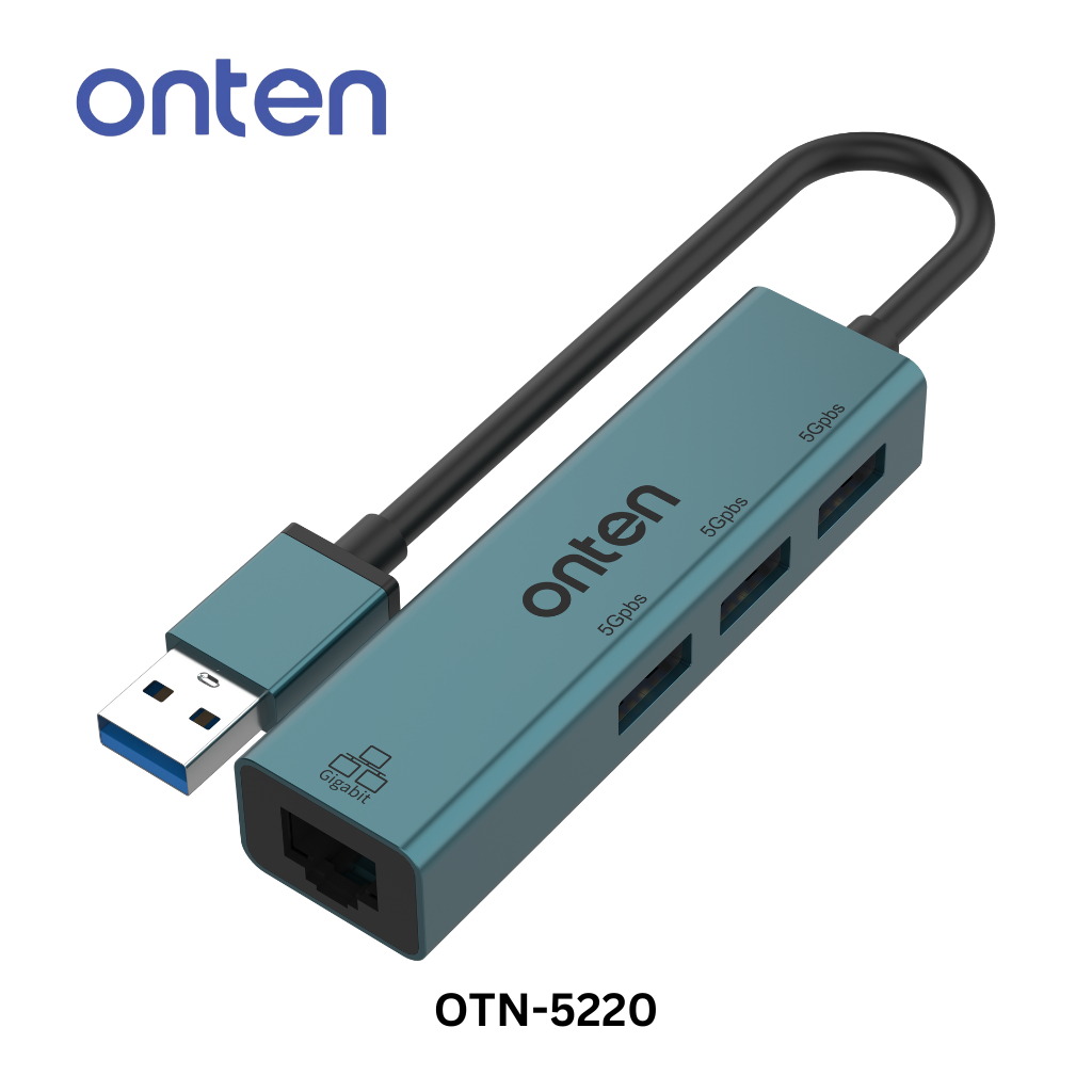 Onten OTN-5220 USB3.0 to 3-Ports USB 3.0 Hub with Gigabit Ethernet