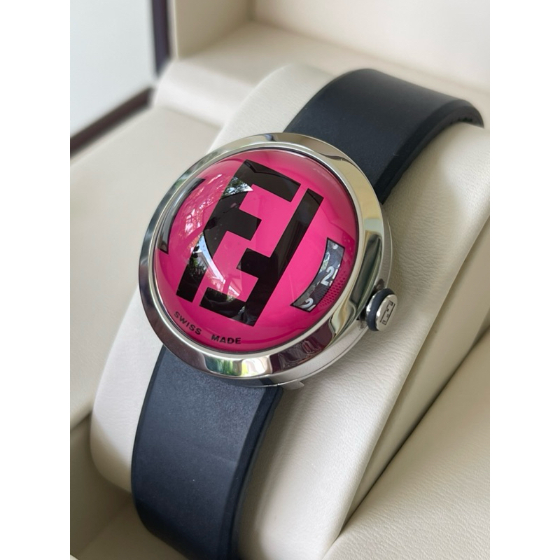 FENDI Bussola Bubble Pink Watch Authentic Vintage Pink Black Silver tone Watch