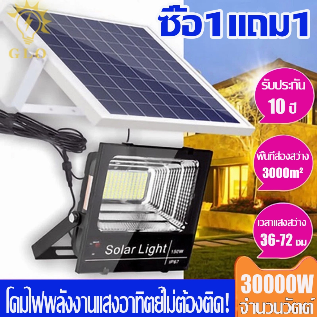 ซื้อ 1 แถม 1 รับประกัน 10 ปี ไฟโซล่าเซลล์ ไฟ LED สปอร์ตไลท์ LED แสงโซลาร์เซลล์ ไฟถนน แสงกลางแจ้ง ไฟกลางแจ้ง กันน้ำ ทนทาน