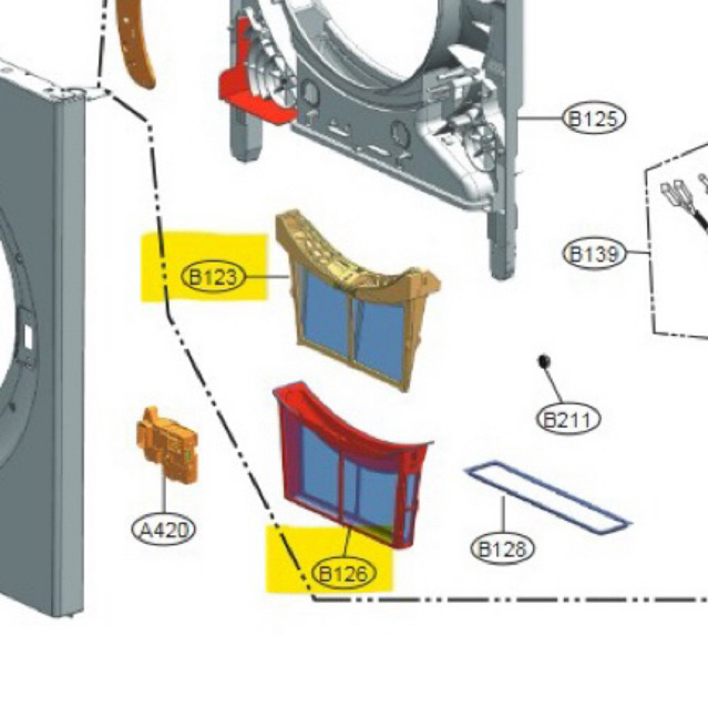 Filter Assembly,Lint สำหรับเครื่องอบผ้า LG รุ่น WT1410NHEG , WT1410NHW