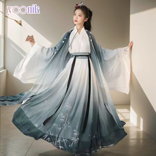 ชุดจีนย้อนยุค 3ชิ้น สีฟ้าเทา เรียบง่าย ใส่สบาย เหมาะสำหรับถ่…