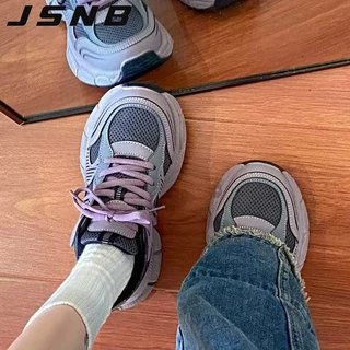 รองเท้าผ้าใบสปอร์ตสำหรับนักเรียนหญิง ระบายอากาศดี พื้นหนา สไตล์เกาหลี H-5110