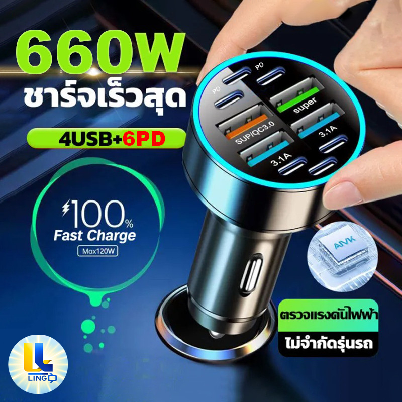 ที่ชาร์จในรถ 66W อะแดปเตอร์ชาร์จเร็ว 4.0 3.0 QC USB สําหรับ Xiaomi QC4.0 QC3.0 iPhone X Xs iPhone 14/16 Huawei ชาร์จเร็ว