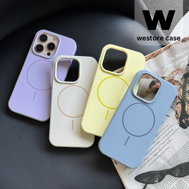 Silicone Case Magnetic เคสซิลิโคนสีพื้นบุกำมะหยี่ เคสแม่เหล็กวงเล็กสำหรับรุ่นไอโฟน 11-16 16Plus 16Pro 16ProMax