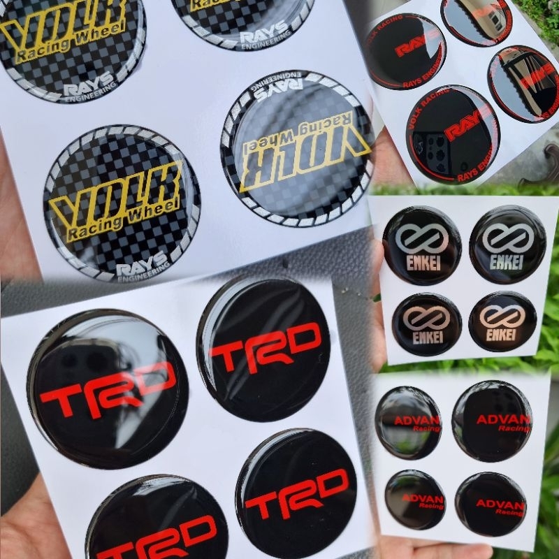🔥กดโค้ดลด🔥ดูวิธีเก็บรูปที่2●สติกเกอร์ติดฝาปิดดุม 4ชิ้น ray trd en volk  สติกเกอร์เรซิ่น ติดดุมล้อ