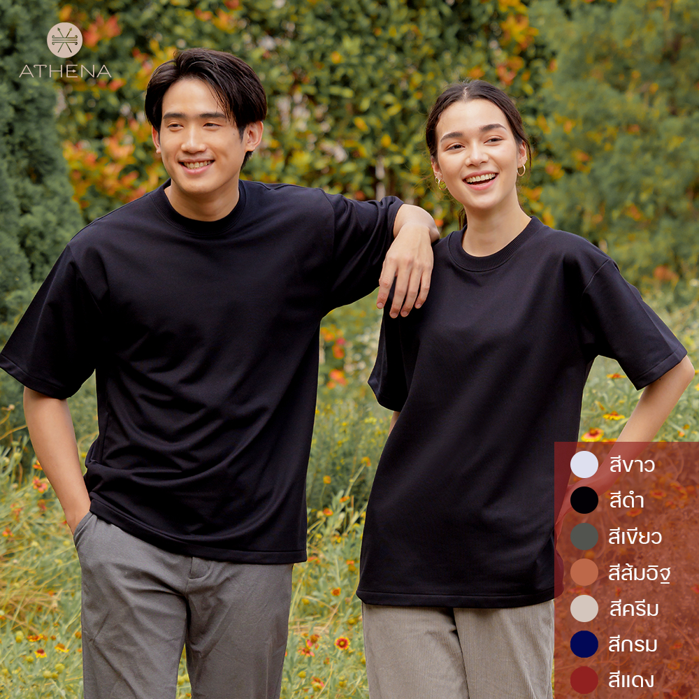 เสื้อยืดตัวเก่งหลากสี Oversize ผ้าฝ้ายพรีเมี่ยม ATHENA PREMIUM VINTAGE เสื้อยืด มินิมอล เรียบง่าย ไม่ยับ ไม่ย้วย