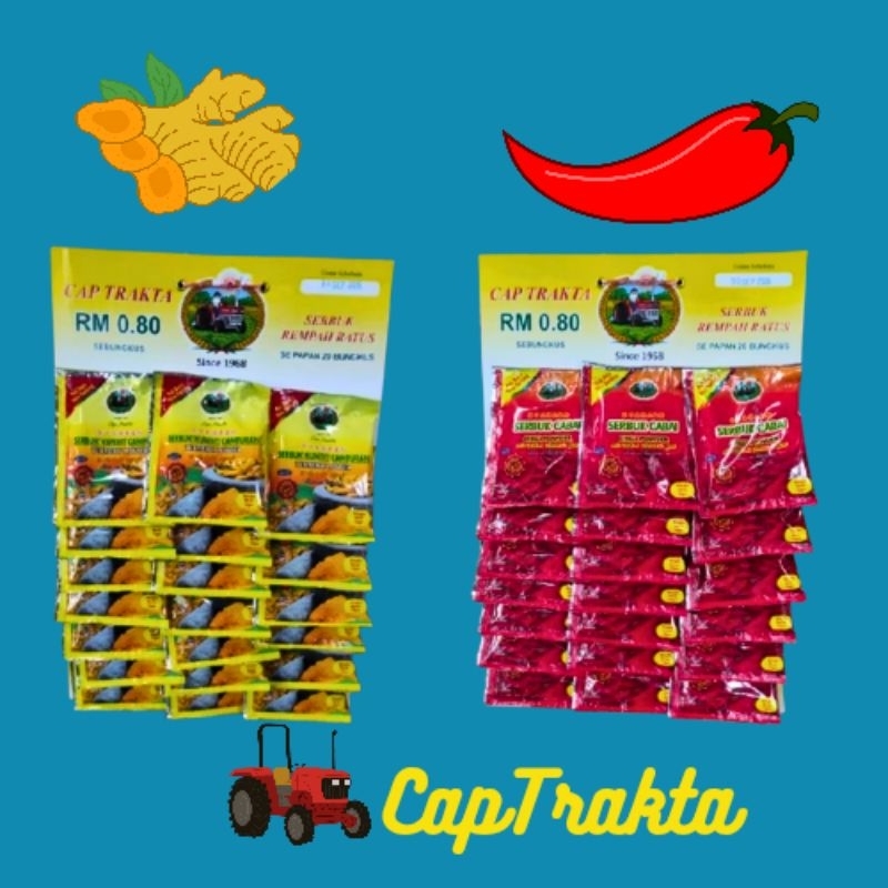 Cap Trakta จับแทรกตา ขมิ้นผงและพริกผง แบบแผง 1แผง มี 20ซอง ขมิ้นซองละ 12กรัม พริกซองละ 10 กรัม