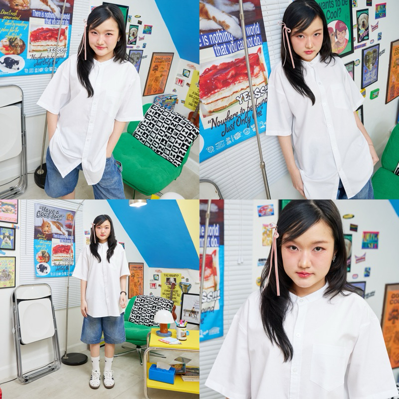 เสื้อนักศึกษาคอจีน เนื้อผ้าoxfordsแท้🥹ไม่บางคุณภาพ(zzinzin)