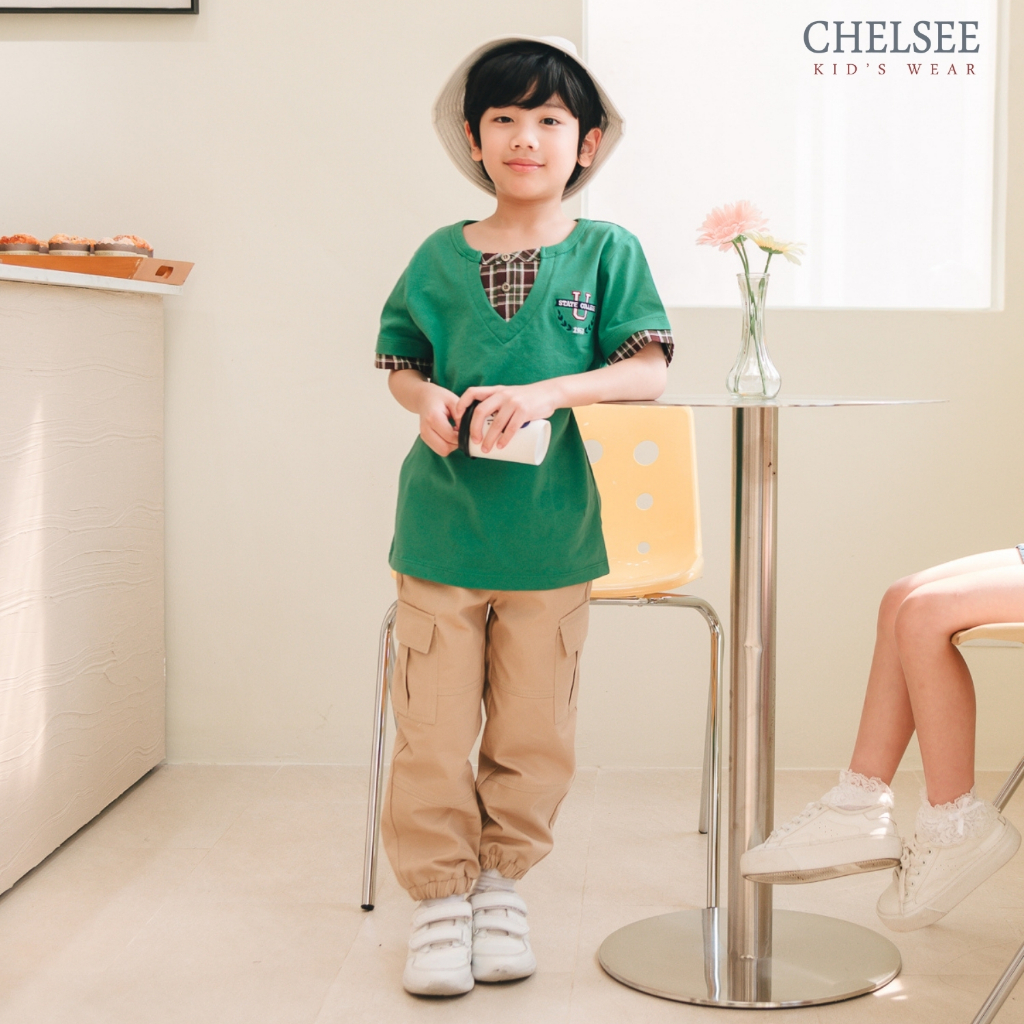 Chelsee بنطلون أولاد سادة بأطراف مطاطية — صورة 6