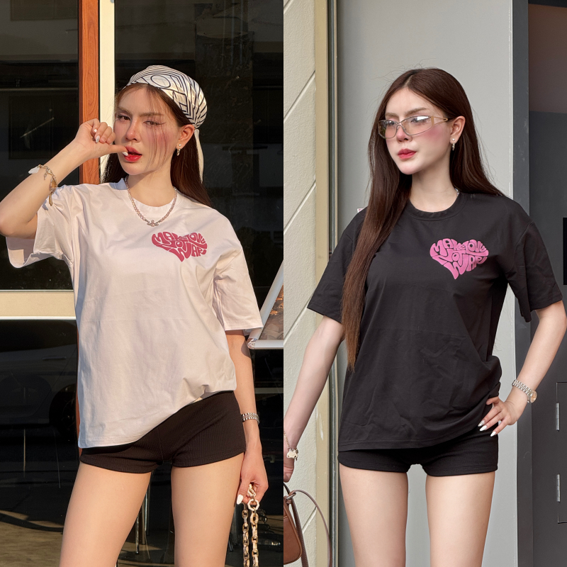 🌈SpinnyHouse🌈เสื้อยืดทรงโอเวอร์ไซต์ เสื้อยืดOVERSIZE 💗 มีไซส์ S-3XL สกรีนลายน่ารัก เสื้อคู่ รุ่น เสื