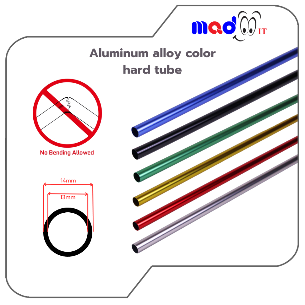 ท่ออะลูมิเนียมอัลลอย 50ซม. OD14MM แบบสี Aluminum tube สำหรับชุดน้ำเปิด คอมพิวเตอร์ระบบน้ำ