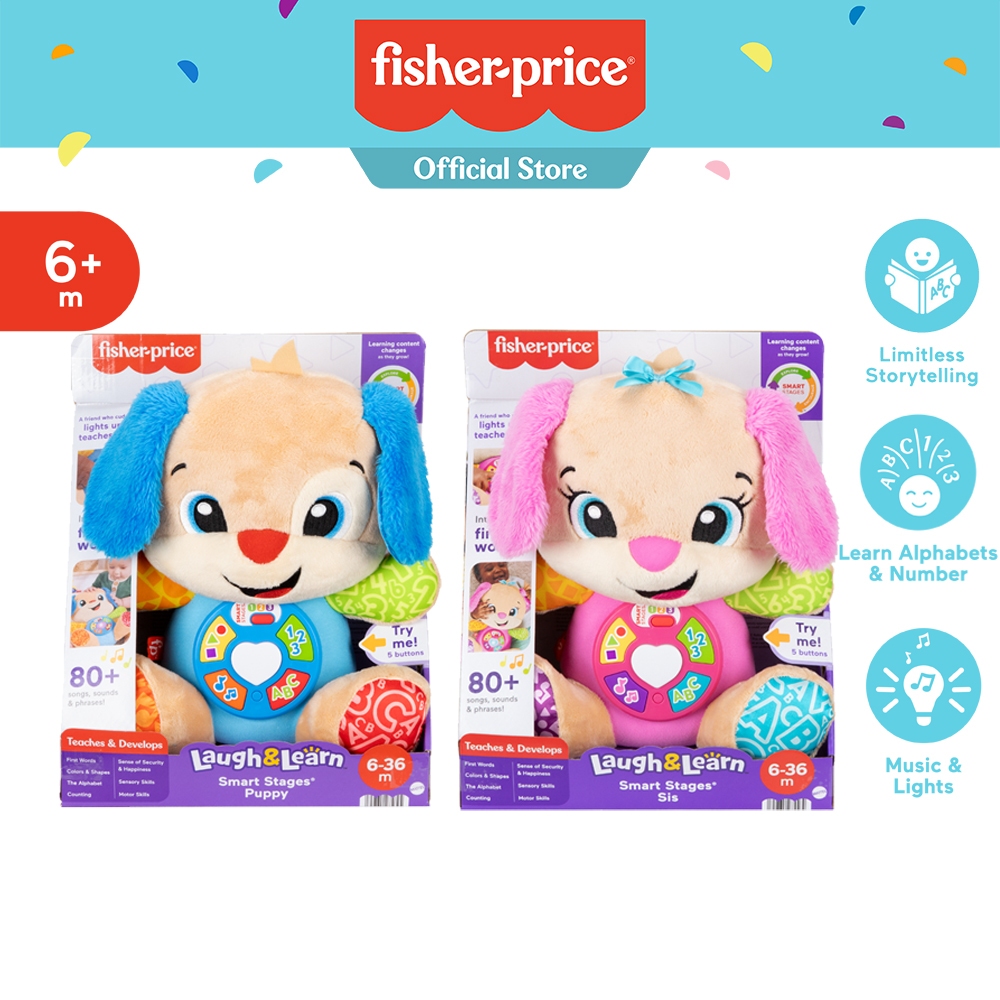 Fisher-Price Smart Stages Puppy (Blue/Pink) ฟิชเชอร์ไพรซ์ ตุ๊กตาหมาน้อย สมาร์ทสเตจ สีฟ้า/ชมพู (รุ่นใหม่) JCT10 JCT11 VN