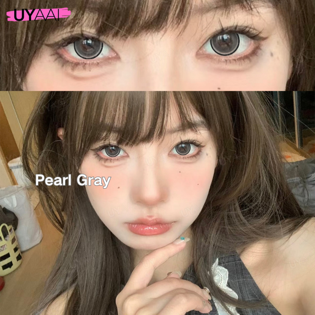 [0.00~-6.00] คอนแทคเลนส์สีดํา UYAAI Pearl Series คอนแทคเลนส์สี 14.5mm สีน้ำตาล、สีเทา เปลี่ยนรายเดือน