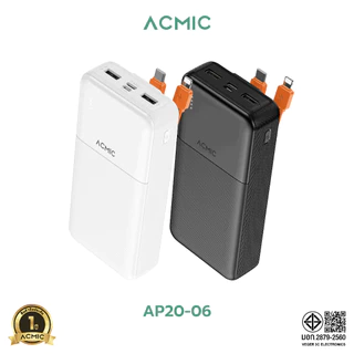 ACMIC AP20-06 Powerbank 20000mAh พาวเวอร์แบงค์มีสายในตัว Type-C, L Cable จ่ายไฟช่อง USB ประกัน1ปี