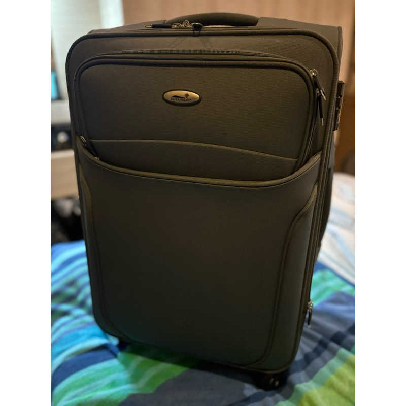 EDELWEISS luggage size 24-26 นิ้ว สีเทา กระเป๋าเดินทางล้อลากแบบผ้า ซิป2ชั้น ขยายได้ จุเยอะ