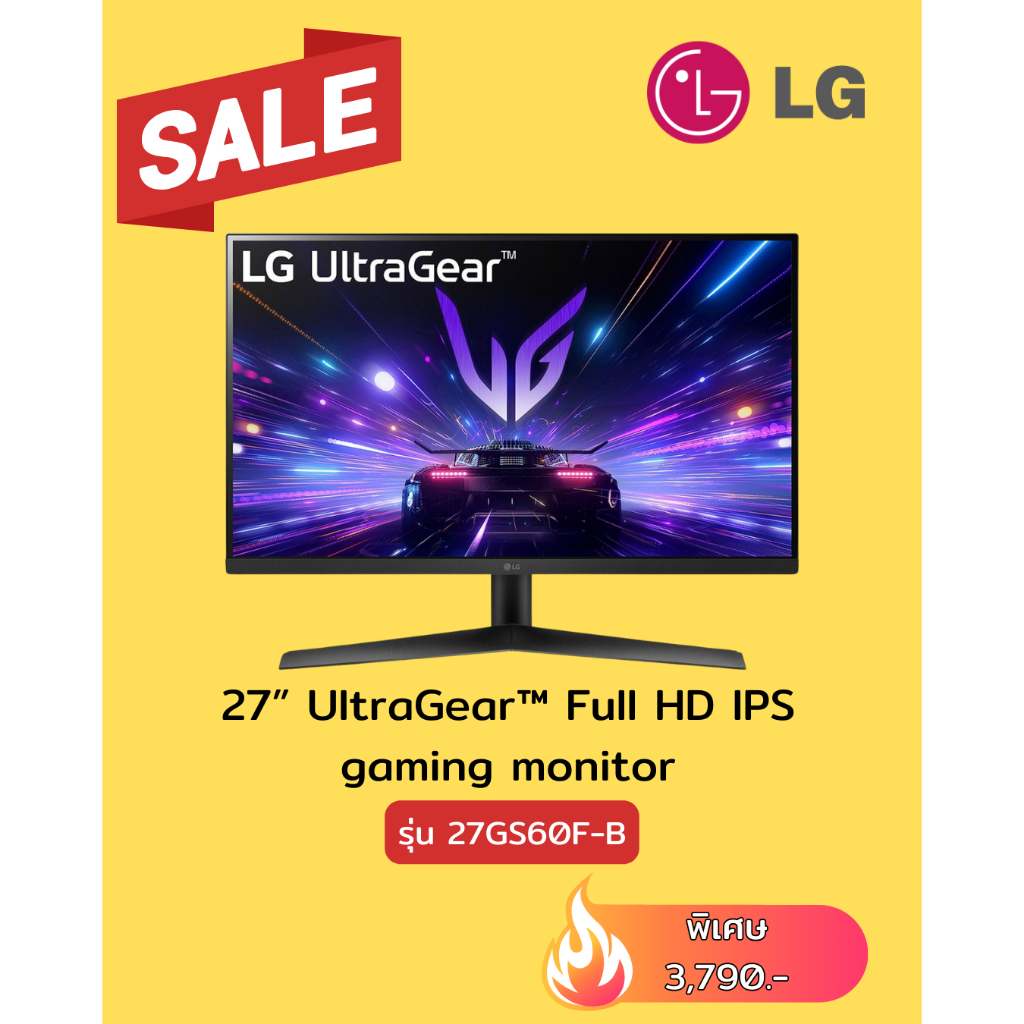 [ผ่อน0%10ด] LG 27” UltraGear™ Full HD IPS gaming monitor 27GS60F-B (ชลบุรี ส่งฟรี)