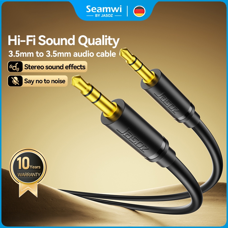 ⚡ส่งจาก กทม⚡Seamwi สายเคเบิลเสียง 3.5 มม เป็น 2RCA สายสัญญาณเสียง AUX เข้า1ออก2 High End Aluminum
