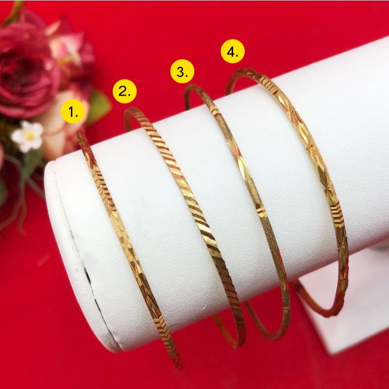 กำไลงานดิบทองเหลืองตัดลาย เส้นผ่านศูนย์กลาง 6-6.5 ซม.แบบสวม งานดิบไม่ได้ชุบ ทองเหลืองโบราณ ใส่ได้ทุกโอกาส พร้อมส่ง