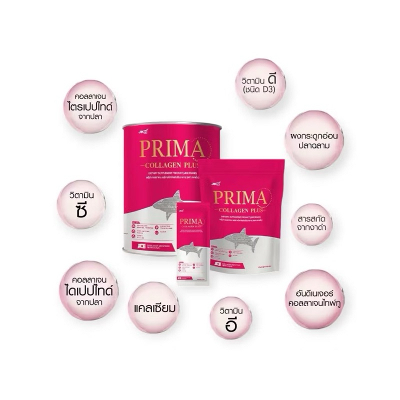 Prima Collagen Plus JKN อาหารเสริมคอลลาเจน พรีม่า พลัส  JKN  Prima Collagen CollagenPrima ขนาด250g