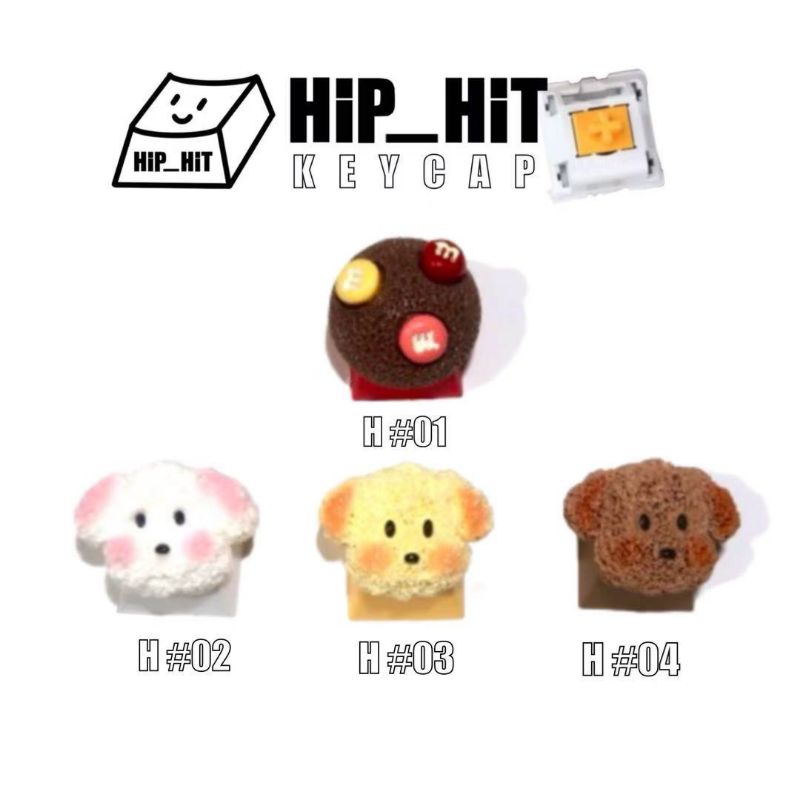 KEYCAP คีย์แคป  🐶ลาย น้องหมากับคุกกี้🍪 ตกแต่งคีย์บอร์ด ปุ่ม+