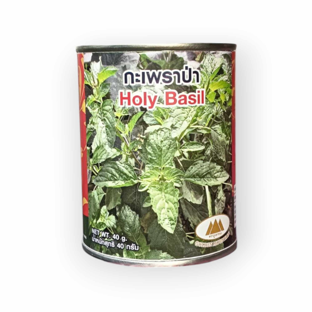 เมล็ดกะเพราป่า Basil ตราภูเขาทอง ขนาด40กรัม  เมล็ดพันธุ์กะเพราป่า เมล็ดผัก เมล็ดผักสวนครัว