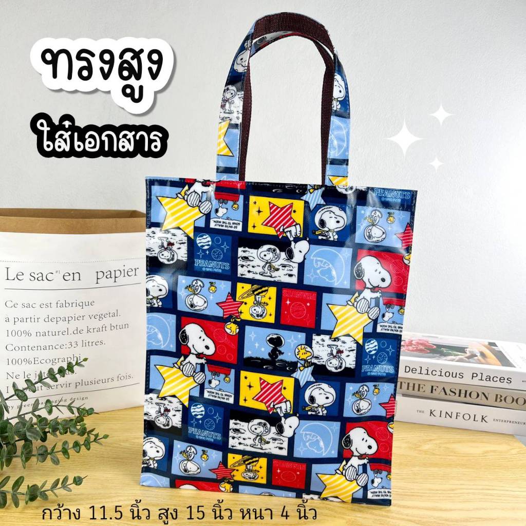 กระเป๋าผ้าเคลือบ ทรงสูง กว้าง 11.5″ สูง 15″ หนา 4″ มีซิบ ใส่โน๊ตบุ๊คได้ ถุงช้อปปิ้ง กระเป๋าถือ #5 – โปรปัง