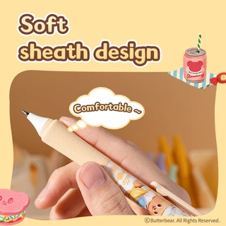 (ButterBear X Deli) เซ็ตปากกาเจล 1 กล่อง 3 ด้าม (สีดำ/0.5mm) ปากกาเจล ปากกาบัตเตอร์แบร์ ปากกาน้องหมีเนย