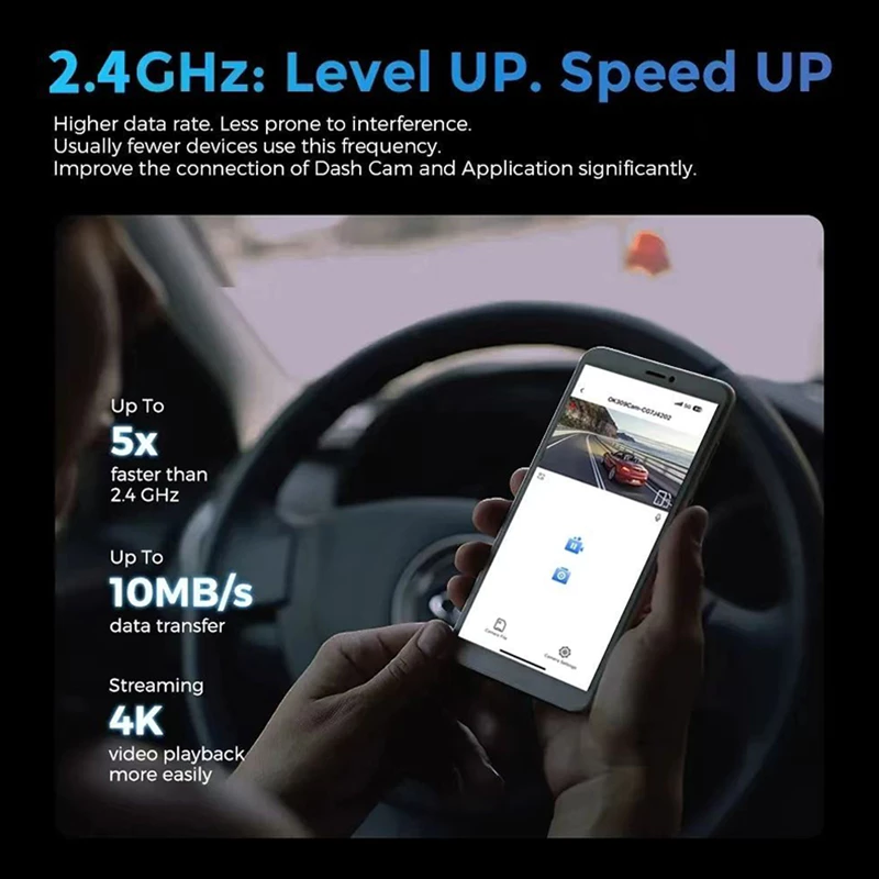 4K 2160P ตำแหน่งGPS dash cam กล้องติดรถยนต์ มุมกว้าง 170°กล้องหน้าหลัง การเชื่อมต่อ APP WiFi การดูแบบเรียลไทม์ โหมดกลางค thumbnail 3