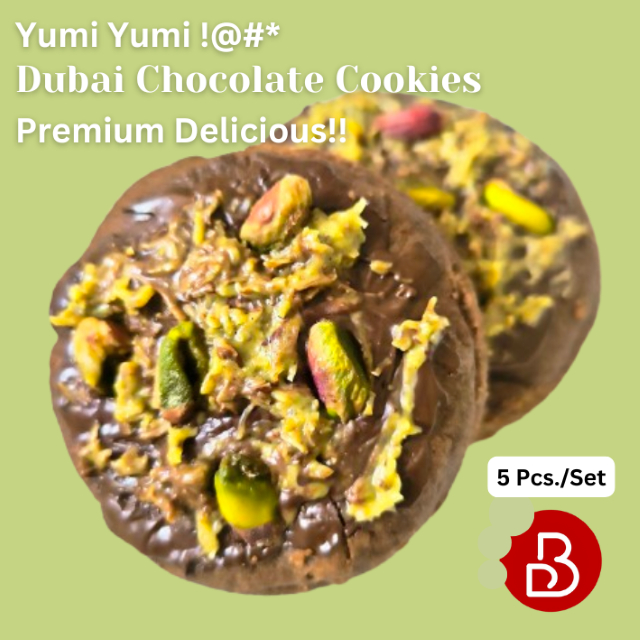 ดูไบช็อตโกแลตคุกกี้ Dubai Chocolate cookies หวานน้อย 5ชิ้น/กล่อง