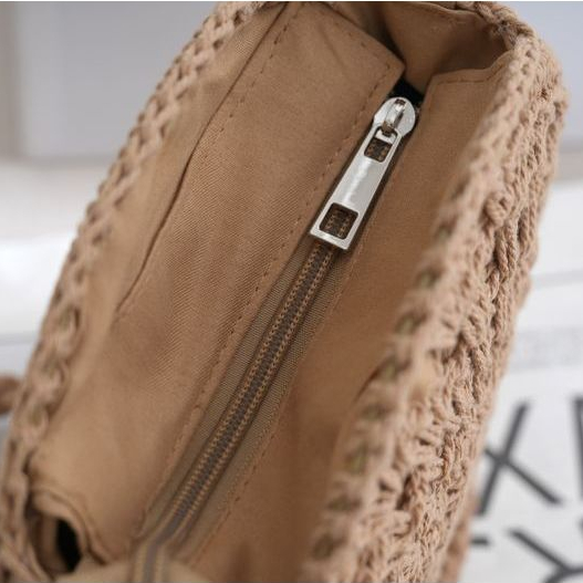 พร้อมส่ง 3 แบบ กระเป๋าเชือกถัก แบบกลม ครึ่งวงกลม งานถักละเอียด P342