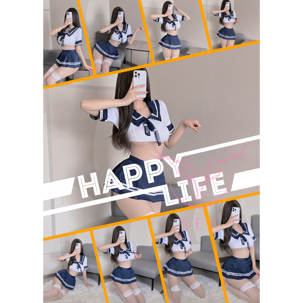 SexGirl  ชุดนักเรียนดั้งเดิม🦄 ชุดนักเรียนคอโบว์ ปกกะลาสี📙 รุ่น N-028 พร้อมส่งจากไทย 🌈 มีไซต์ M-L 603