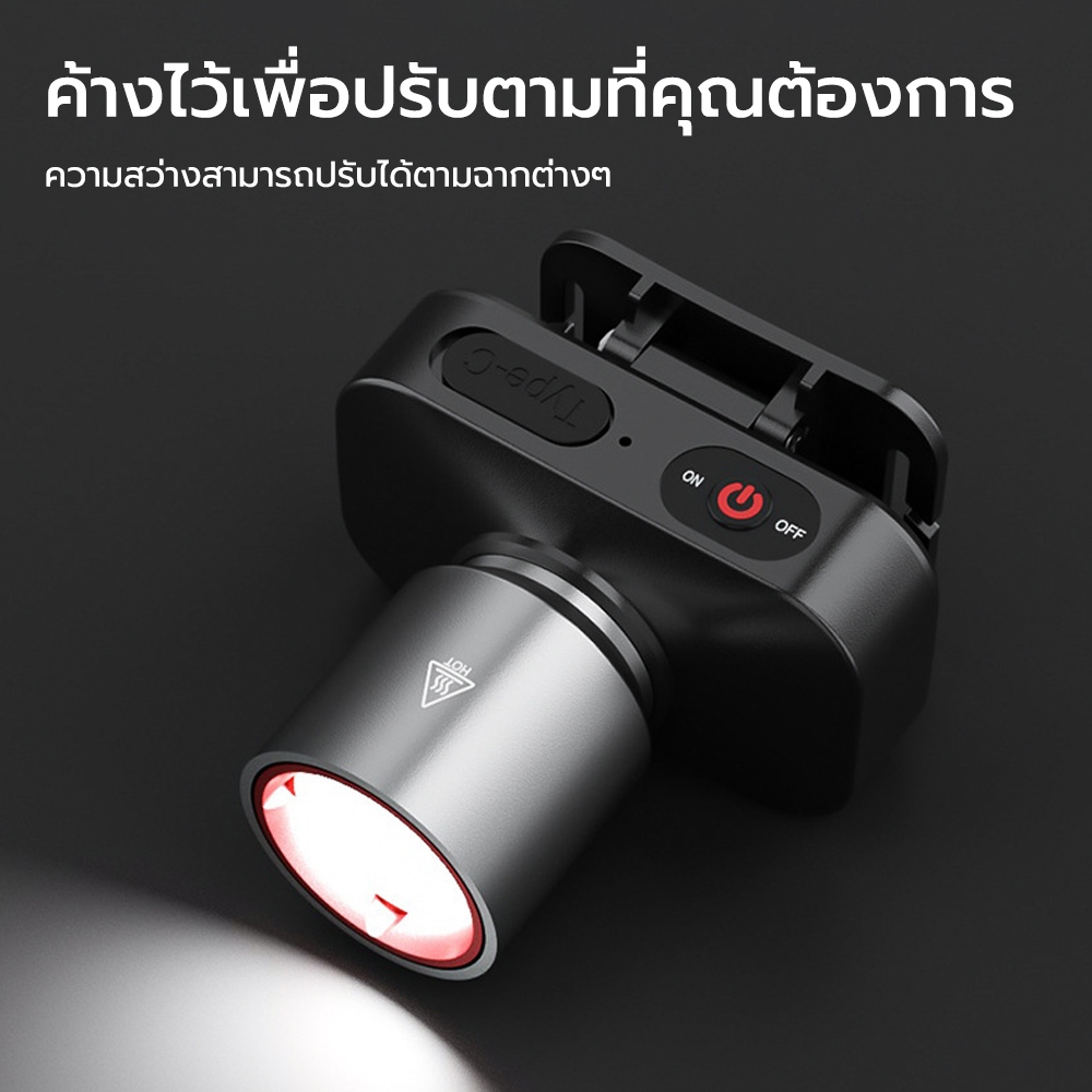 TGM⚡[ซื้อ1แถม1⚡]ไฟหน้าแบบพกพา กันน้ำIPX4 3โหมดแสง ซูมได้ การชาร์จType-c LEDสว่างมาก มัลติฟังก์ชั่น เหมาะสำหรับการตั้งแคม ราคา ถูกที่สุด ดีลบีเคเค แกลเลอรีภาพที่ 2