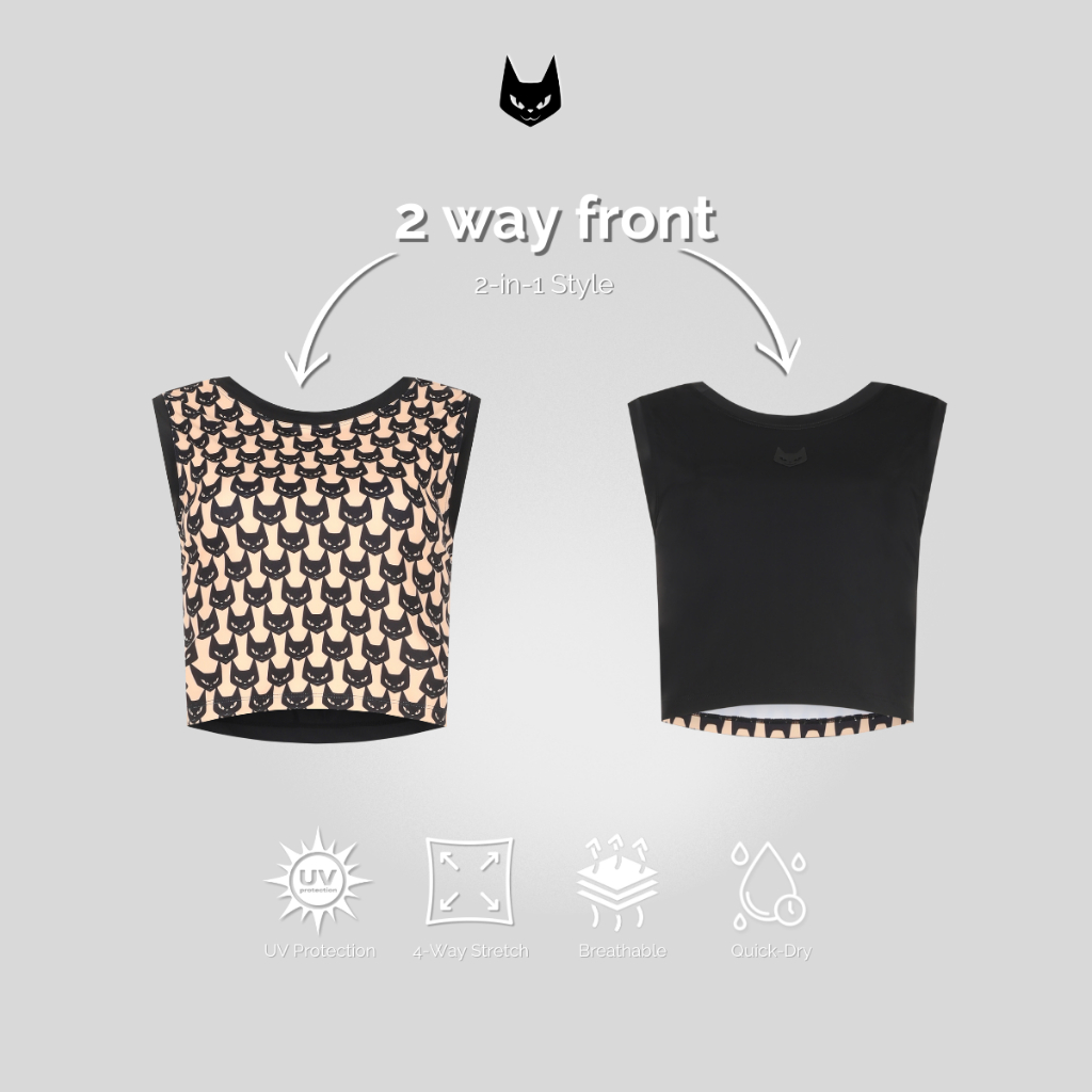 [DarkCat] Action Crop เสื้อใส่ออกกำลังกาย ท่องเที่ยว ลายพิมพ์