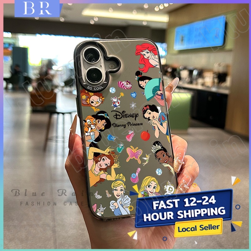 🔥🔥 เคสโทรศัพท์โลหะหลากสีสันของ Disney Princess ไอโฟน11 For iPhone12 13 14 15Pro MAX X XS XR 7 8Plus 16 เคสโทรศัพท์
