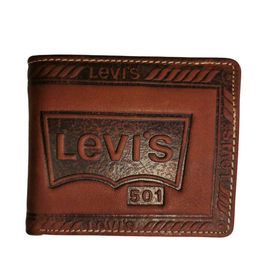 กระเป๋าสตางค์ ใบสั้น ลีวายส์  Levi's Wallet หนังชามัวร์ มี 3 สี ดำ, น้ำตาลไหม้, น้ำตาล