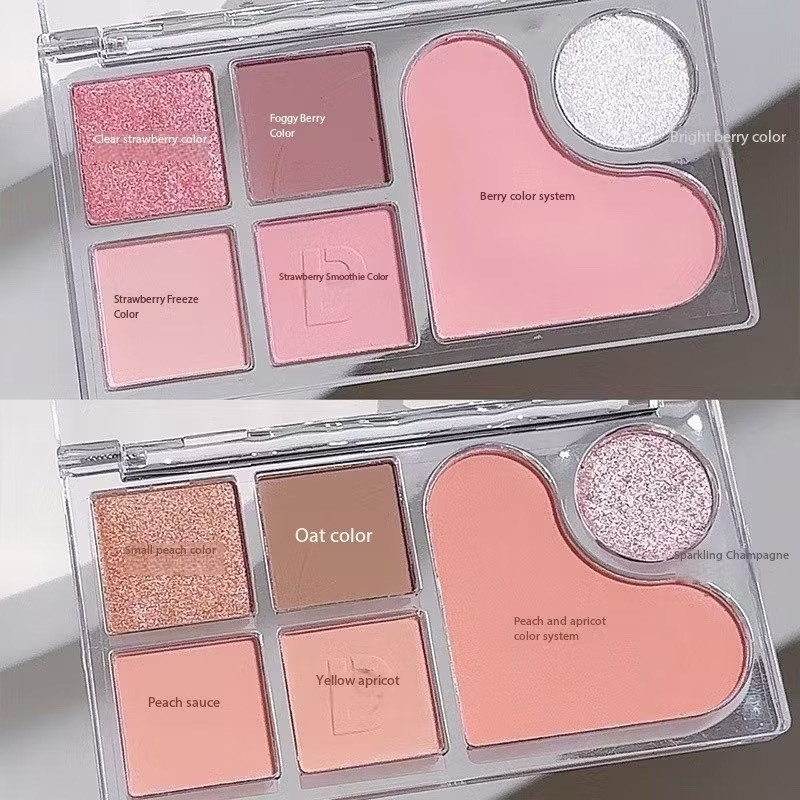 N474 Daimanpu พาเลทอายแชโดว์ บลัชออน ไฮไลท์ กลิตเตอร์ เม็ดสีชัด กันน้ํา ติดทนนาน 6 สี