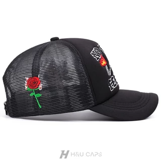 หมวกเบสบอล การออกแบบตาข่ายระบายอากาศ ปักลายตัวอักษร สไตล์เกาหลี trucker cap สําหรับผู้หญิง และผู้ชาย สามารถปรับได้ เหมาะ