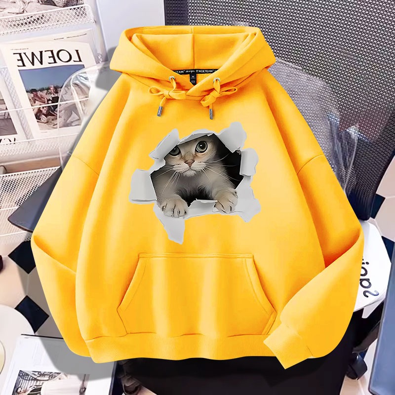L903 เสื้อฮู้ดแขนยาวลายแมว มี7สีหลายไซส์เลือกได้(S-3XL)